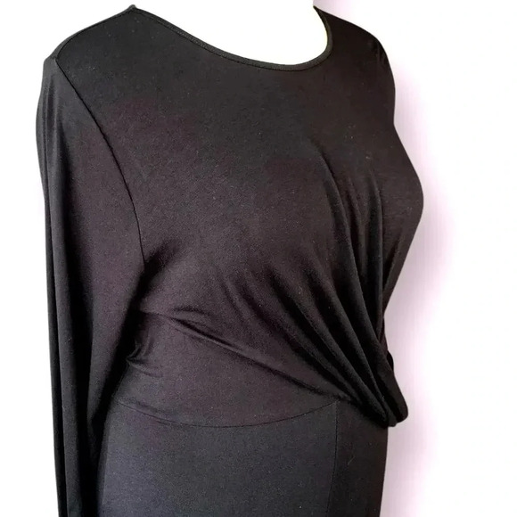 ASOS Long Sleeves Stretchy Knit Romper Drapey Sash Back Keyhole Size 14 Black - Picture 9 of 16